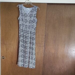 croft & barrow Brown and White Geometric Sleeveless Maxi Dress